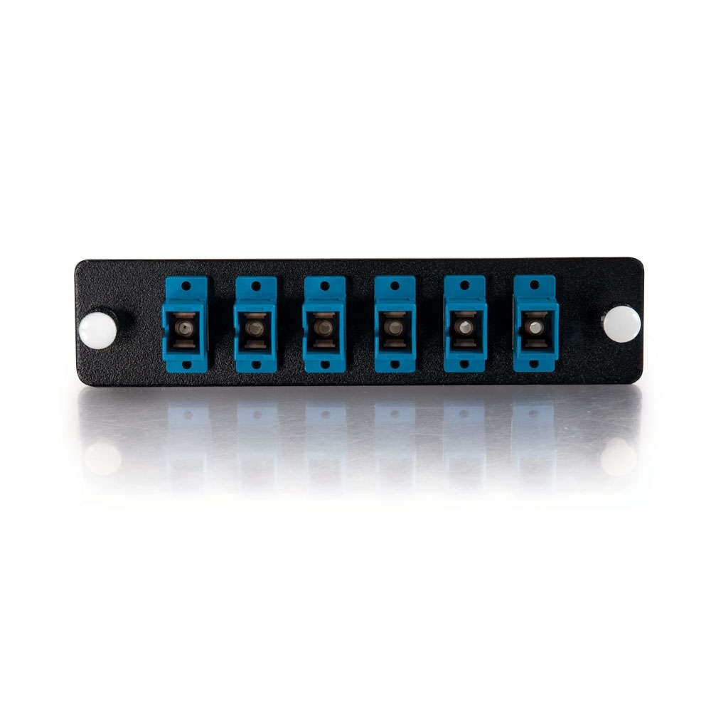 6-Strand, SC, Zirconia Insert, Single-Mode, Blue Adapter Panel
