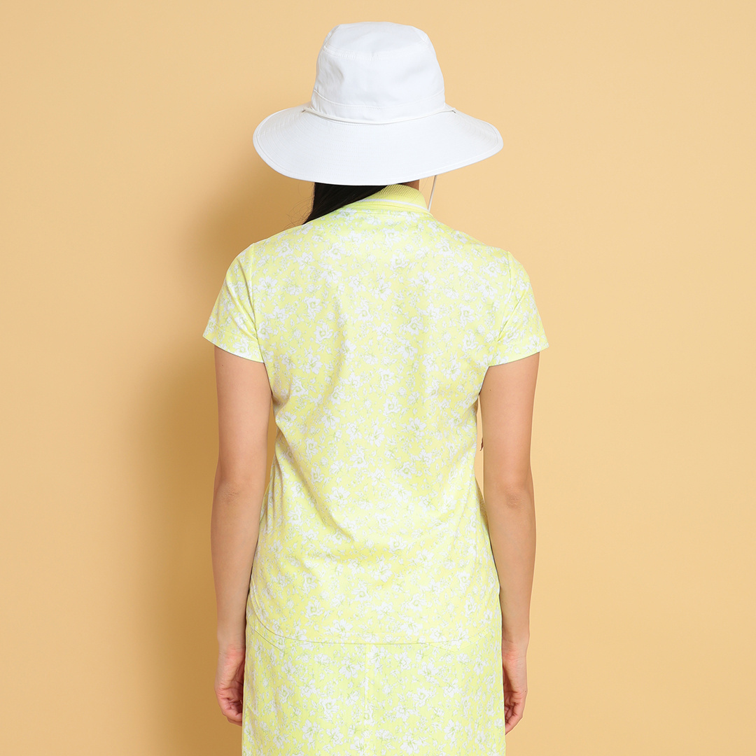 美品★キャロウェイ　花柄プリント半袖ドライ共襟シャツ/ポロシャツ/石川遼プロ着用モデル/LLサイズ フラワープリント半袖ポロシャツ (WOMENS)