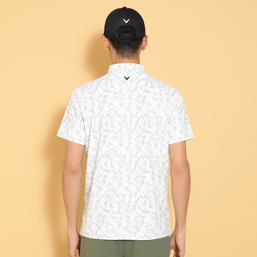 ポリエステルピケ花柄半袖シャツ (MENS)