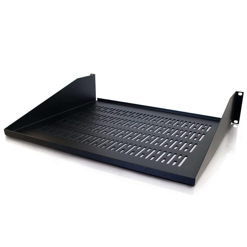 APW Vented Cantilevered Equipment Shelf Black