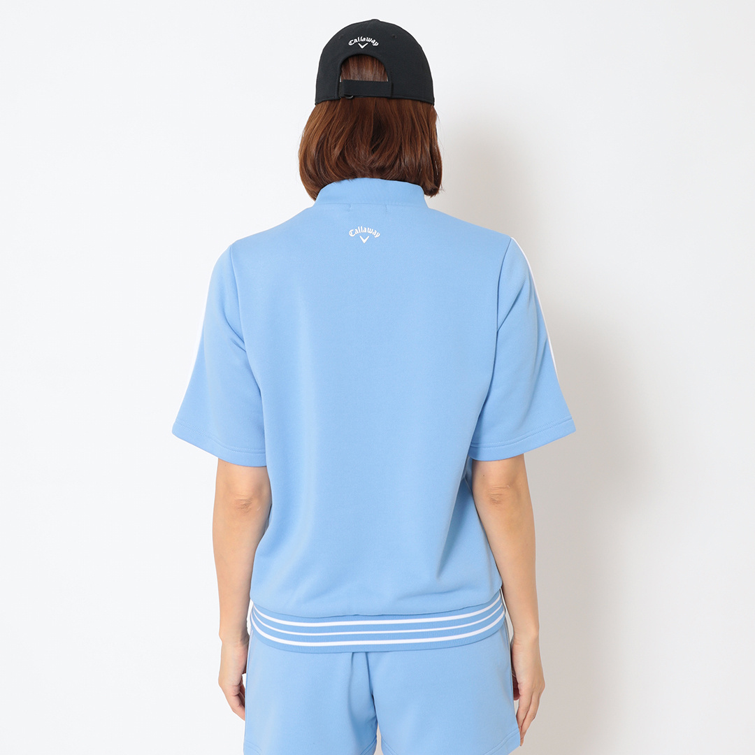 裏毛スウェット半袖ハイネックプルオーバー (WOMENS)