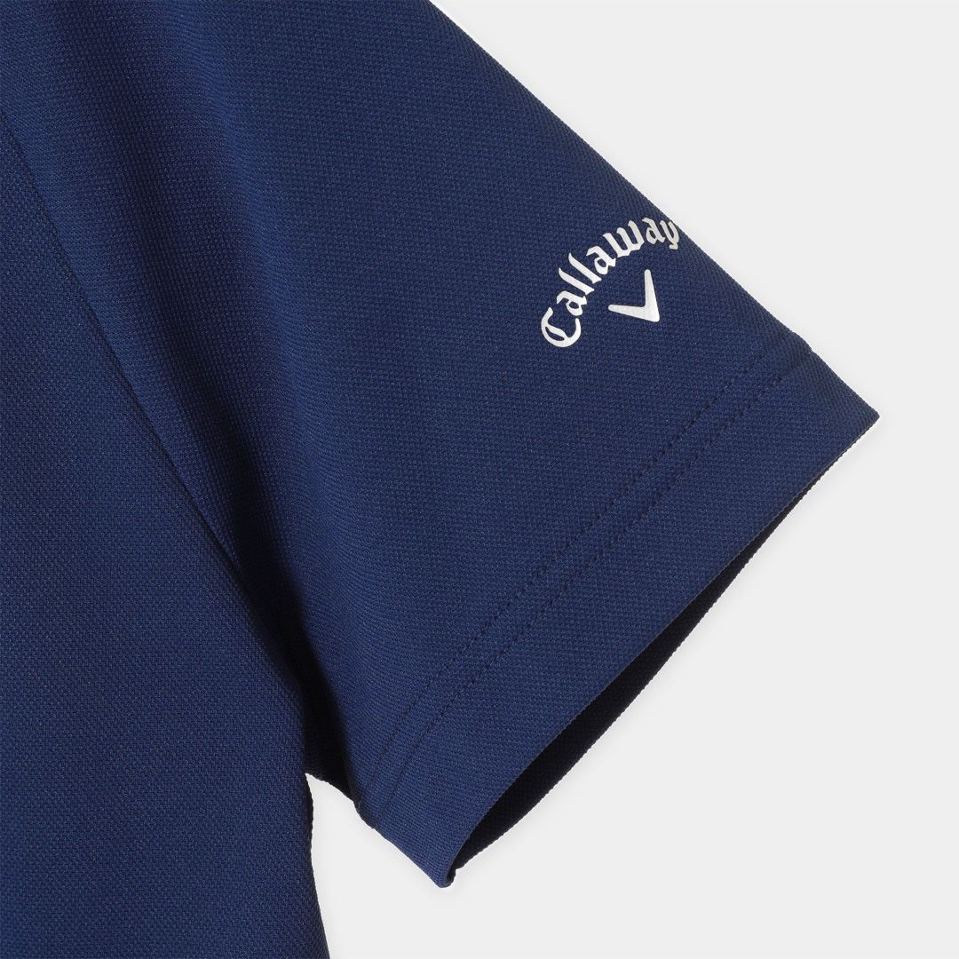 ラインストーン付半袖モックネックシャツ (WOMENS)