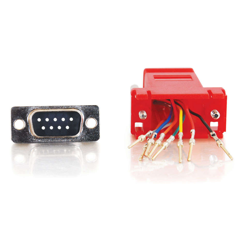 RJ45 to DB9 Male Serial RS232 Modular Adapter - Red