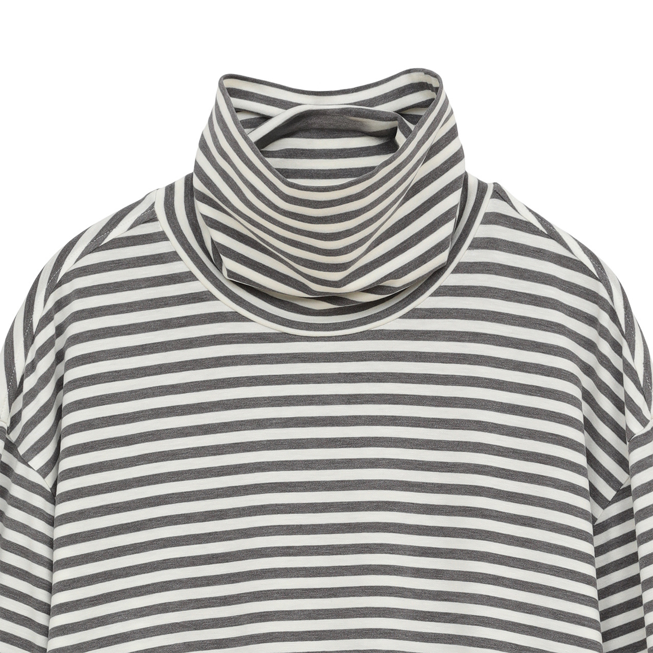 ソフトタッチ ストライプ 長袖 モックネック(MENS)