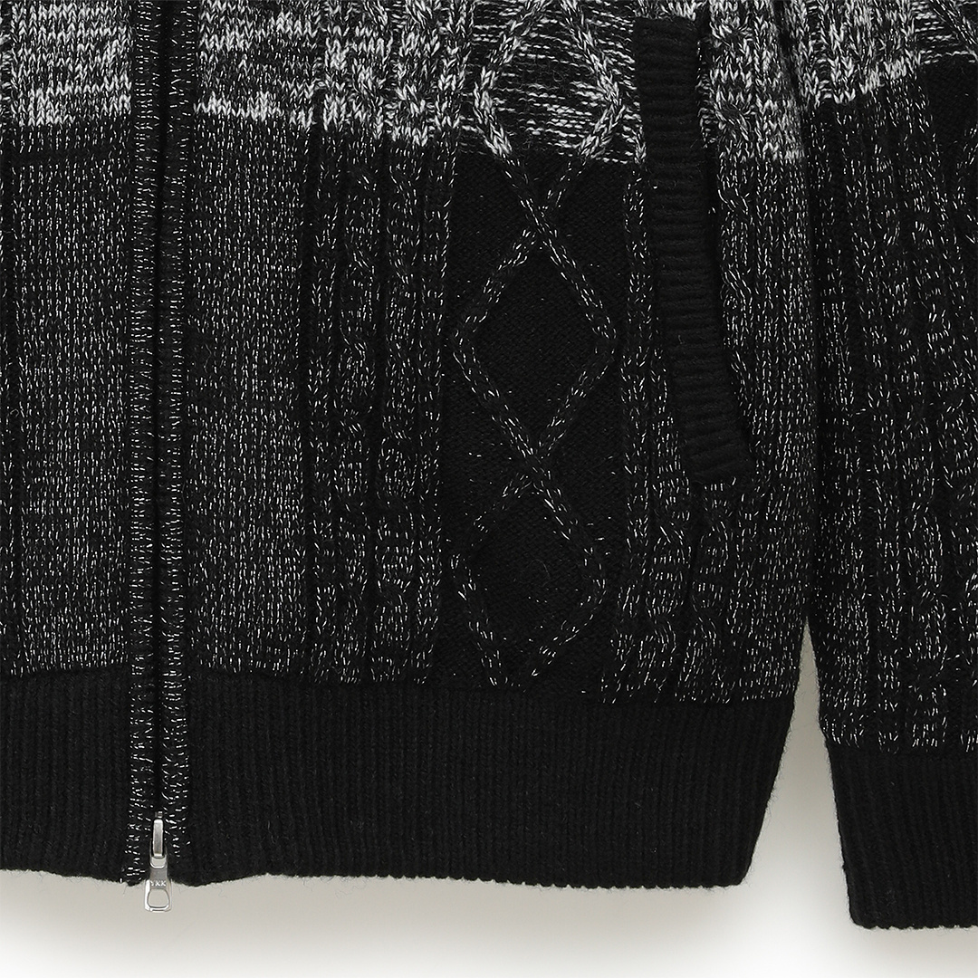 裏地付ラメ入りフルジップニット (WOMENS)