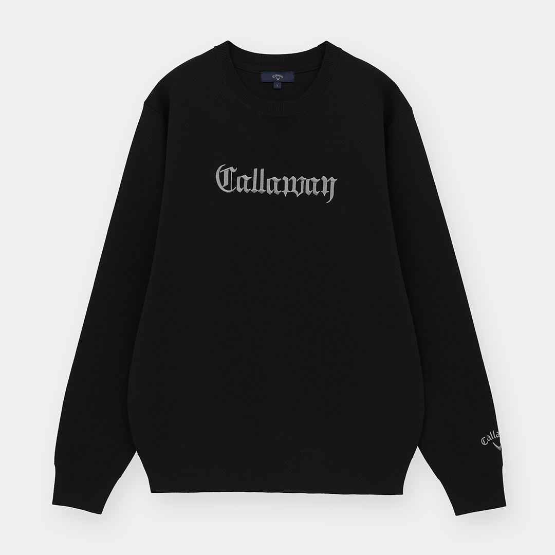 カノコ編みポリエステルクルーネックニット (MENS)