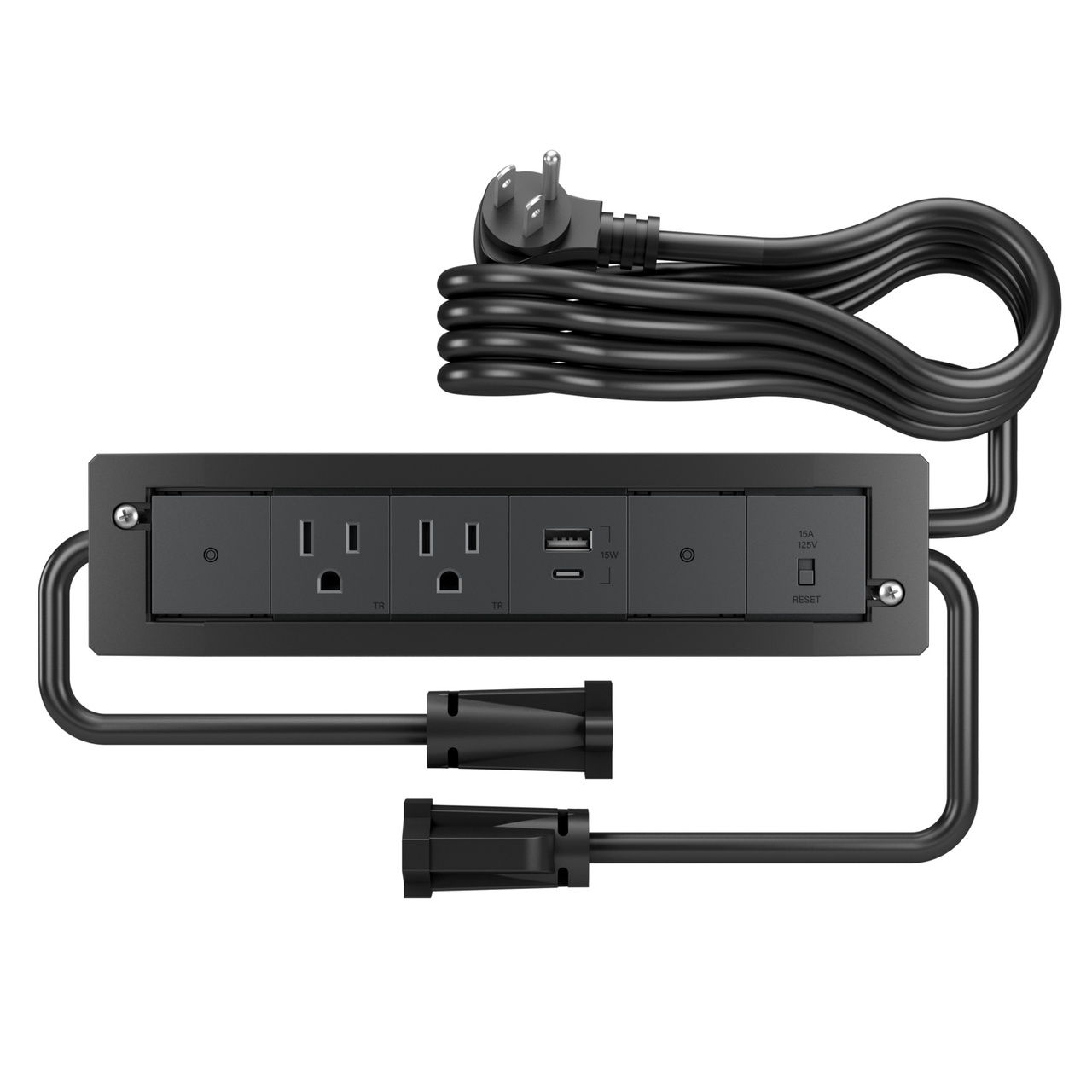 dash Furniture Power Center, 2 Outlet, 1 USB, and 2 sofTap Switch, Graphite