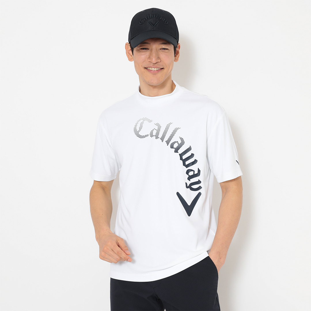 ポリエステルスムース半袖モックネックシャツ (MENS)
