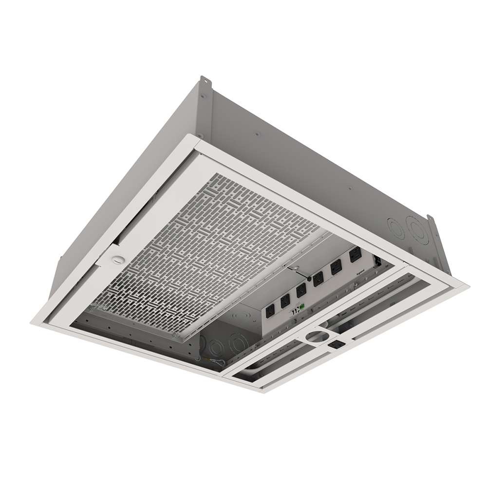 Wiremold Evolution Series Ceiling Box with Dry Contact Controlled Receptacles, Fan and Projector Mount (TAA)
