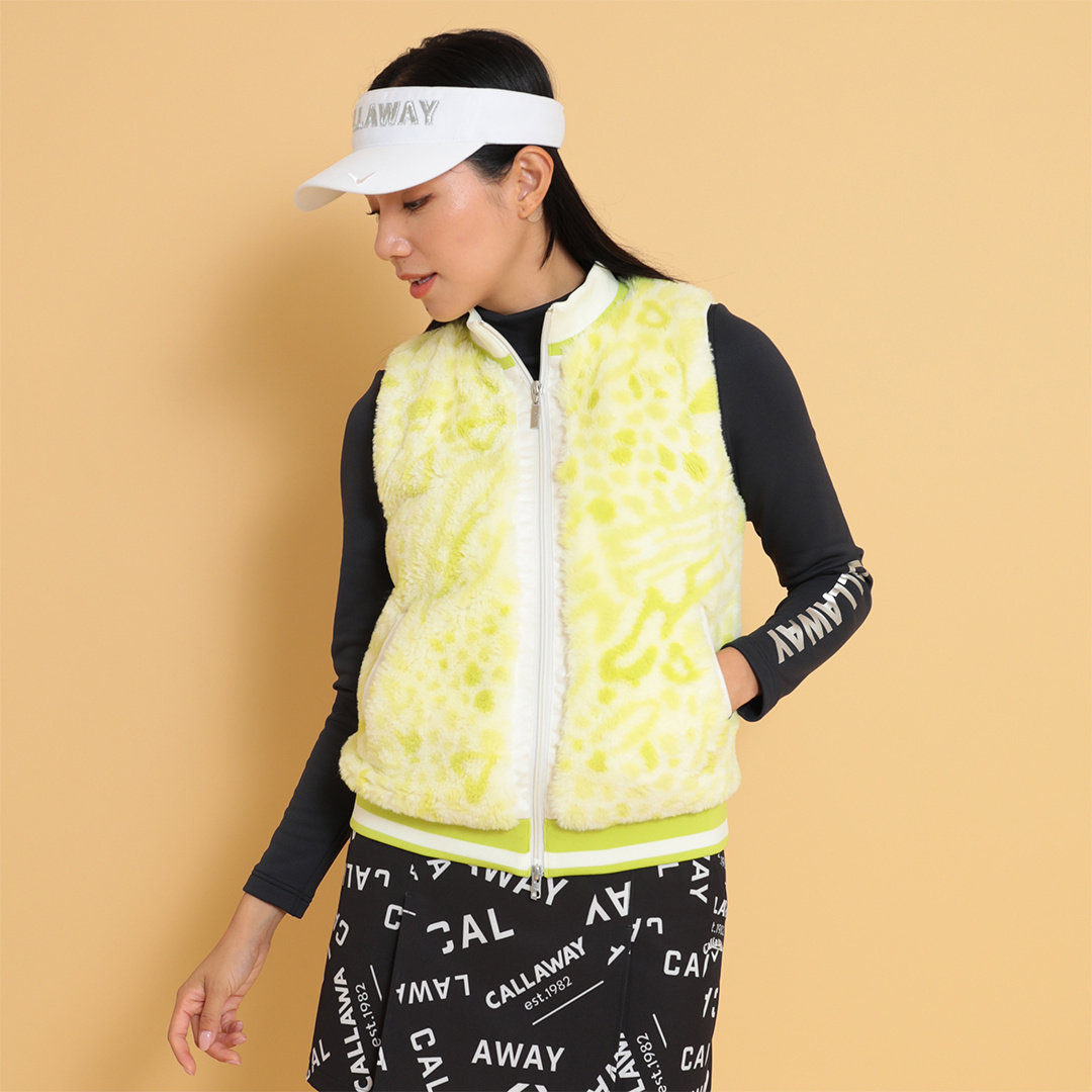 【そらまめこ】Callawayレディースレオパードプリントファーベスト レオパードプリントファーベスト (WOMENS)