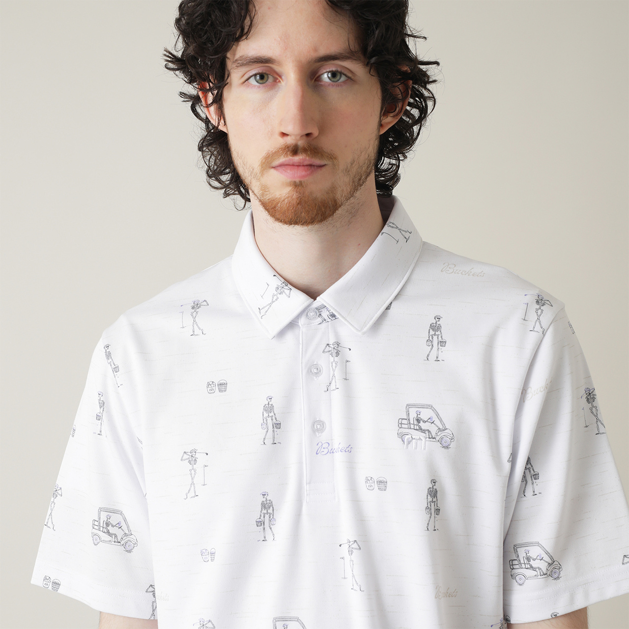 T/C スケルトンプリント 半袖ポロ(MENS)