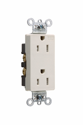 Tamper-Resistant Heavy Duty Decorator Spec Grade Receptacles, Back and Side Wire, 15A, 125V, Ivory