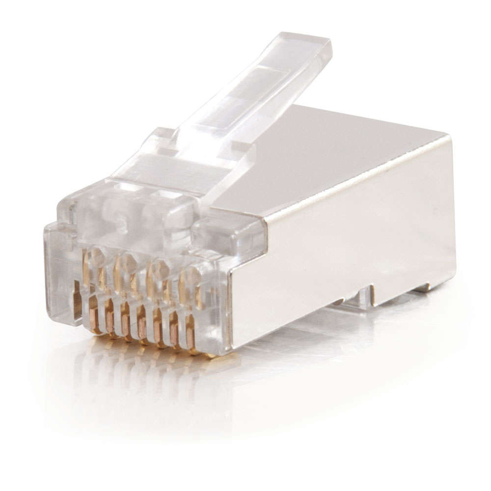 RJ45 Shielded Cat5e Modular Plug (with Load Bar) for Round Solid or Stranded Cable Multipack (50 pack)