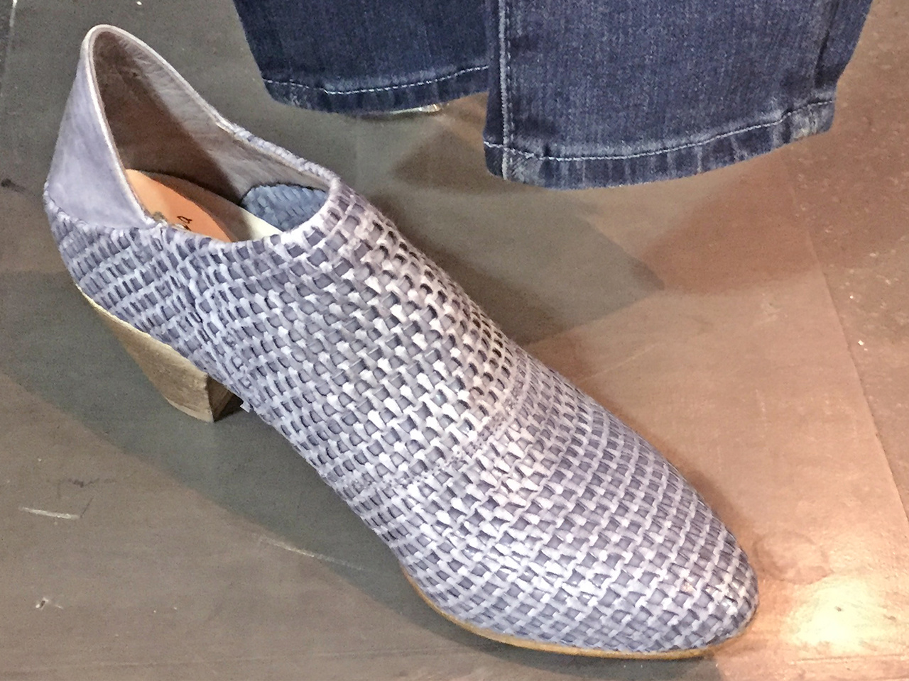 From Betsy Prince: La Bottega di Lisa gray woven leather bootie, $435 From Betsy Prince: La Bottega di Lisa gray woven leather bootie, $435