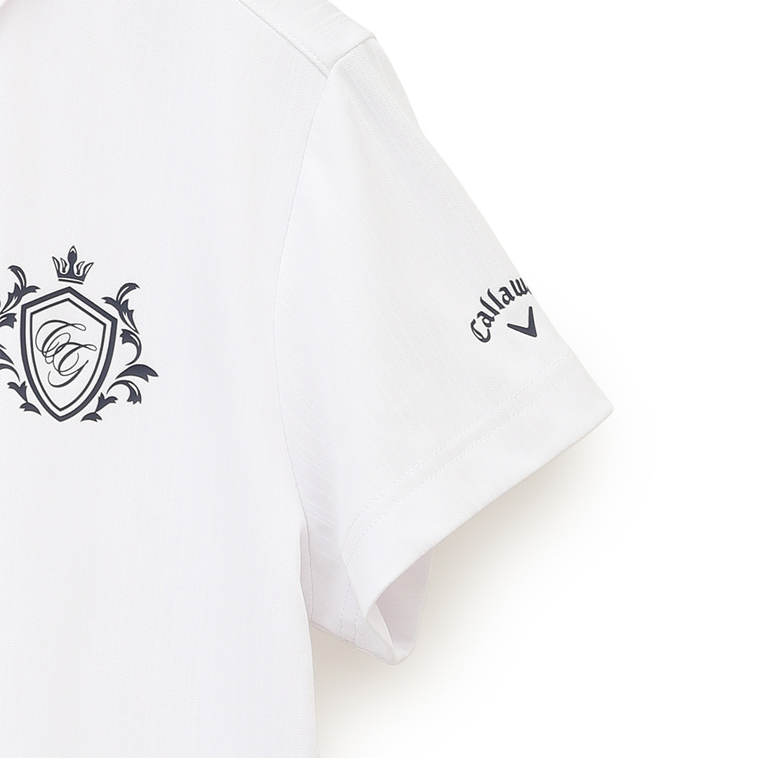 キャロウェイジグザグストライプ半袖シャツM  CALLAWAY キャロウェイ 半袖ポロシャツ ストライプ柄 ネイビー系