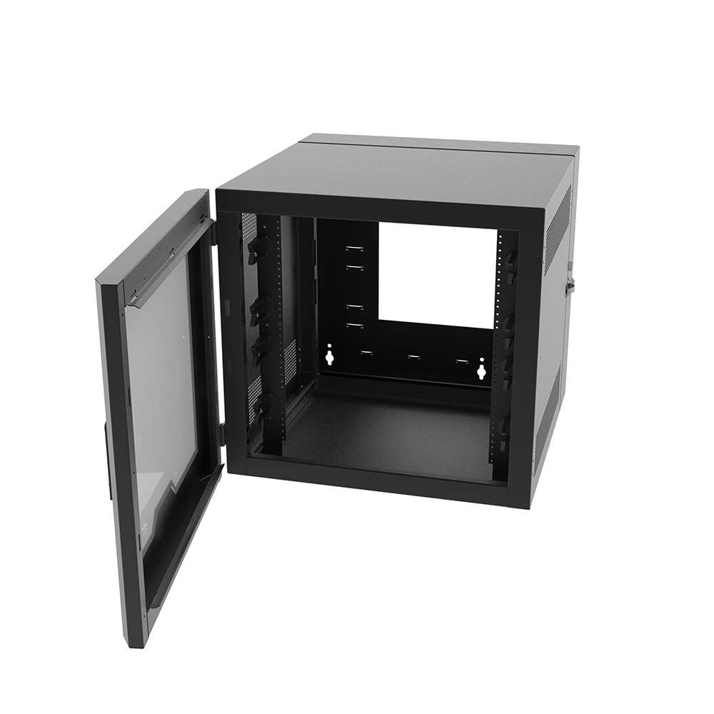 12RU Swing-Out Wall-Mount Cabinet with Plexiglass Door - Black