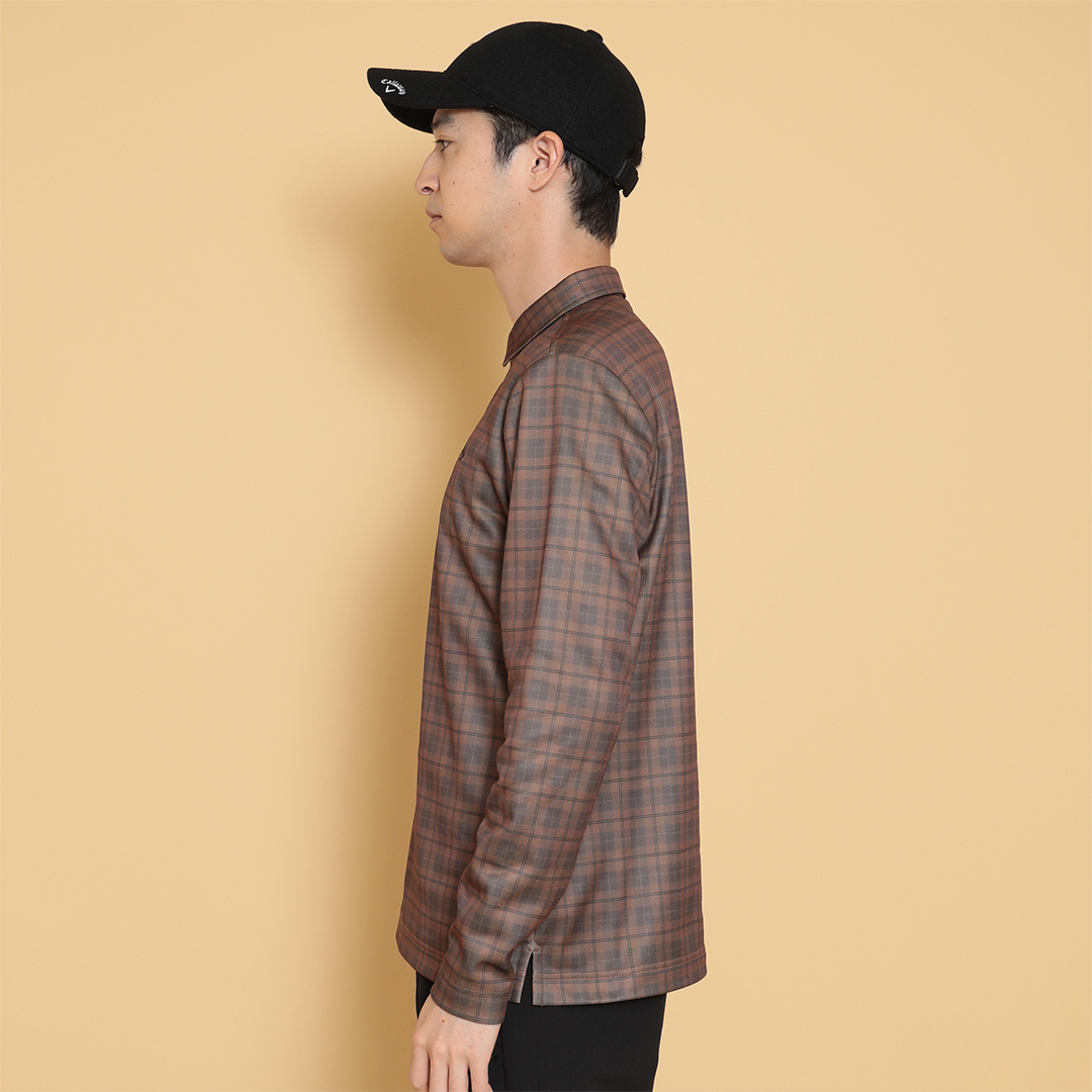チェックプリント裏起毛シャツ (MENS)
