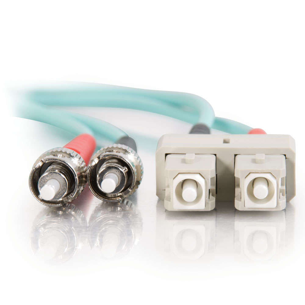 SC-ST 10Gb 50/125 OM3 Duplex Multimode Fiber Optic Cable - Low Smoke Zero Halogen LSZH - Aqua