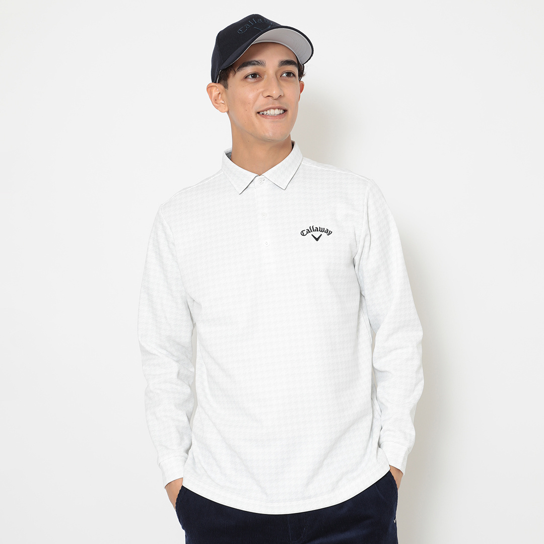 ケーブル編みポリエステルVネックニット (MENS)