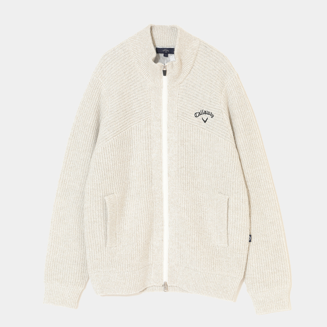裏地付き畦編みフルジップニット ※4Lサイズあり (MENS)