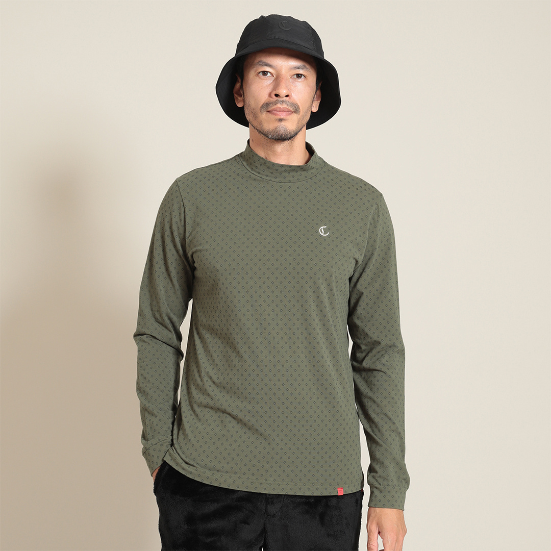 幾何学プリント綿ベア天長袖シャツ (MENS)