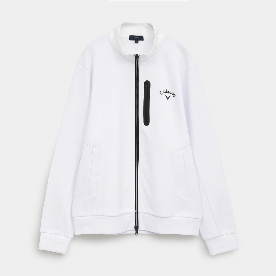 キャロウェイ　ダブルニットフルジップスウェット　ホワイト　Mサイズ カノコダブルニットフルジップスウェット (MENS)