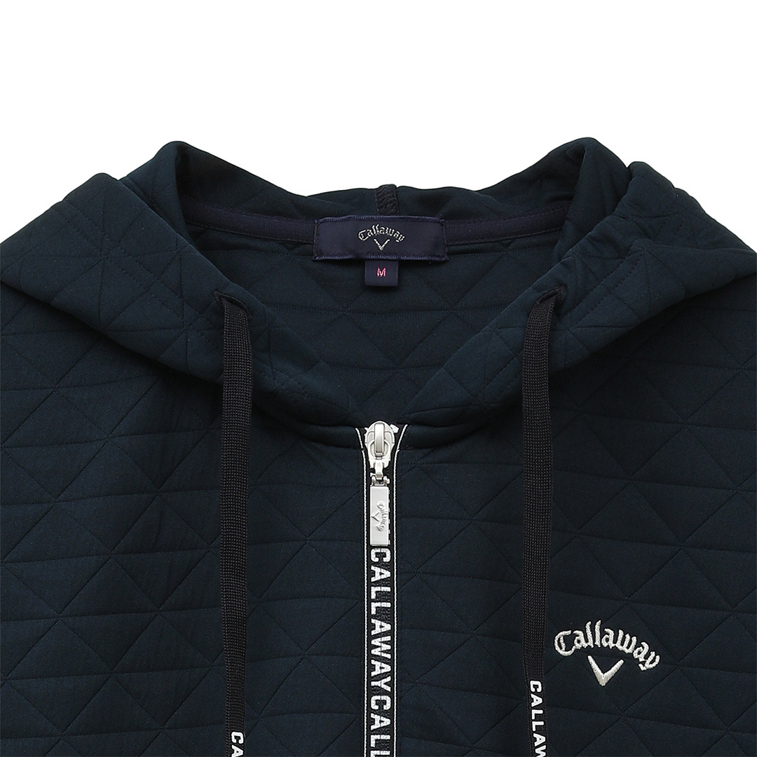 【Callaway】ナイロンジップパーカー サイズ：M ブラック 収納袋付き キルトスウェットフルジップパーカー (WOMENS)