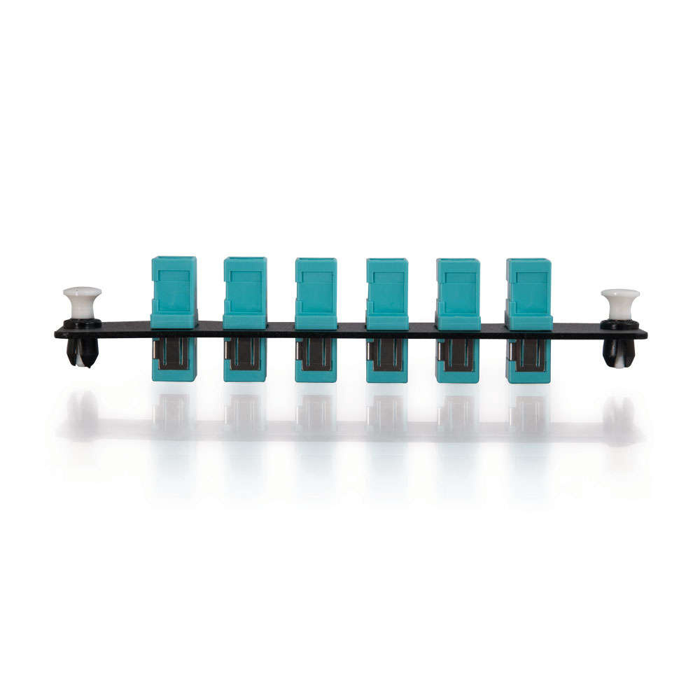 6-Strand, SC, PB Insert, Multimode, Aqua Adapter Panel