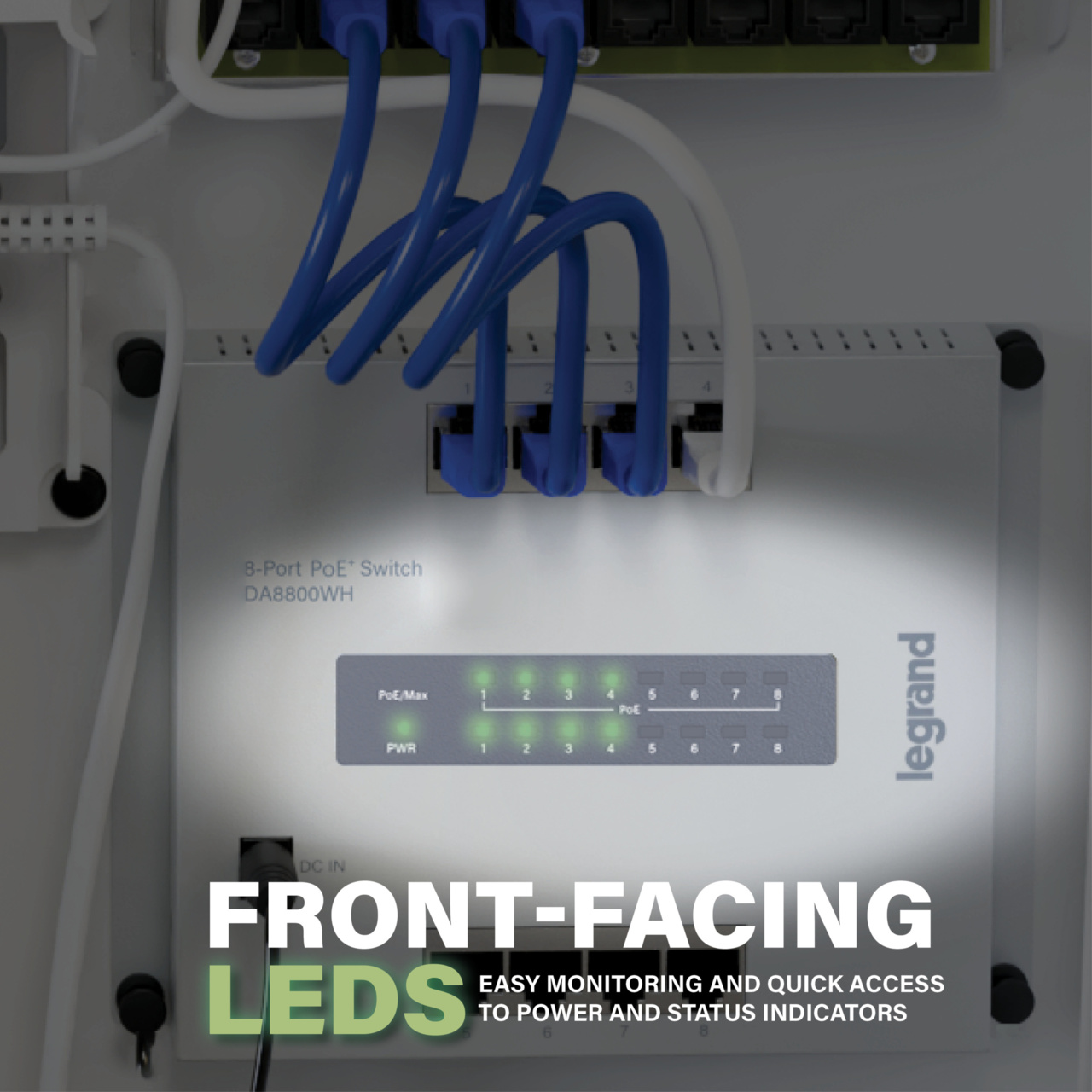 On-Q Switch 8 Port PoE LEDs