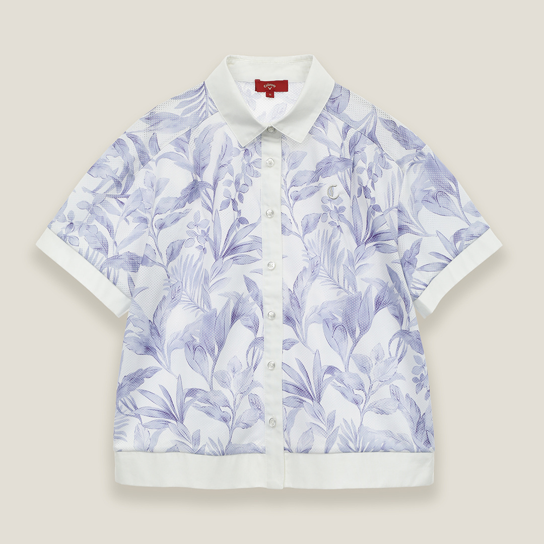 かざあなボタニカルフラワープリントメッシュカノコシャツ (WOMENS)