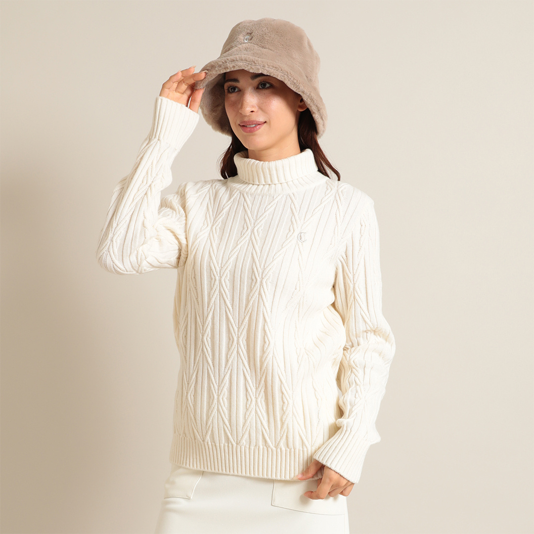 アーガイルハイネックニット (WOMENS)