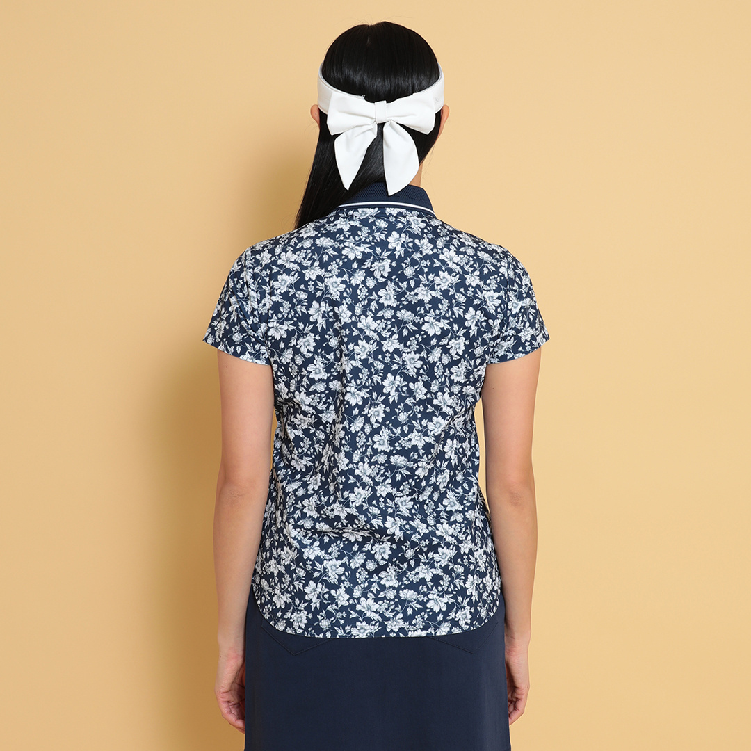 フラワープリント半袖ポロシャツ (WOMENS)