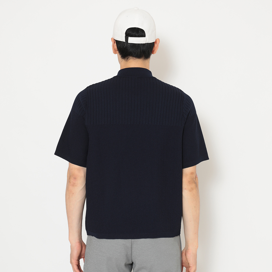 半袖ハーフジップモックネックニット ※4Lサイズあり (MENS)
