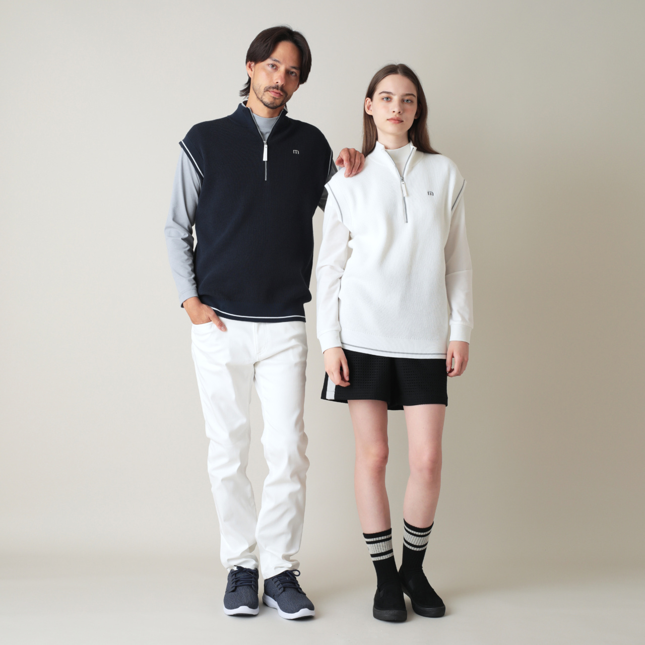 クォータージップ ニットベスト(UNISEX)