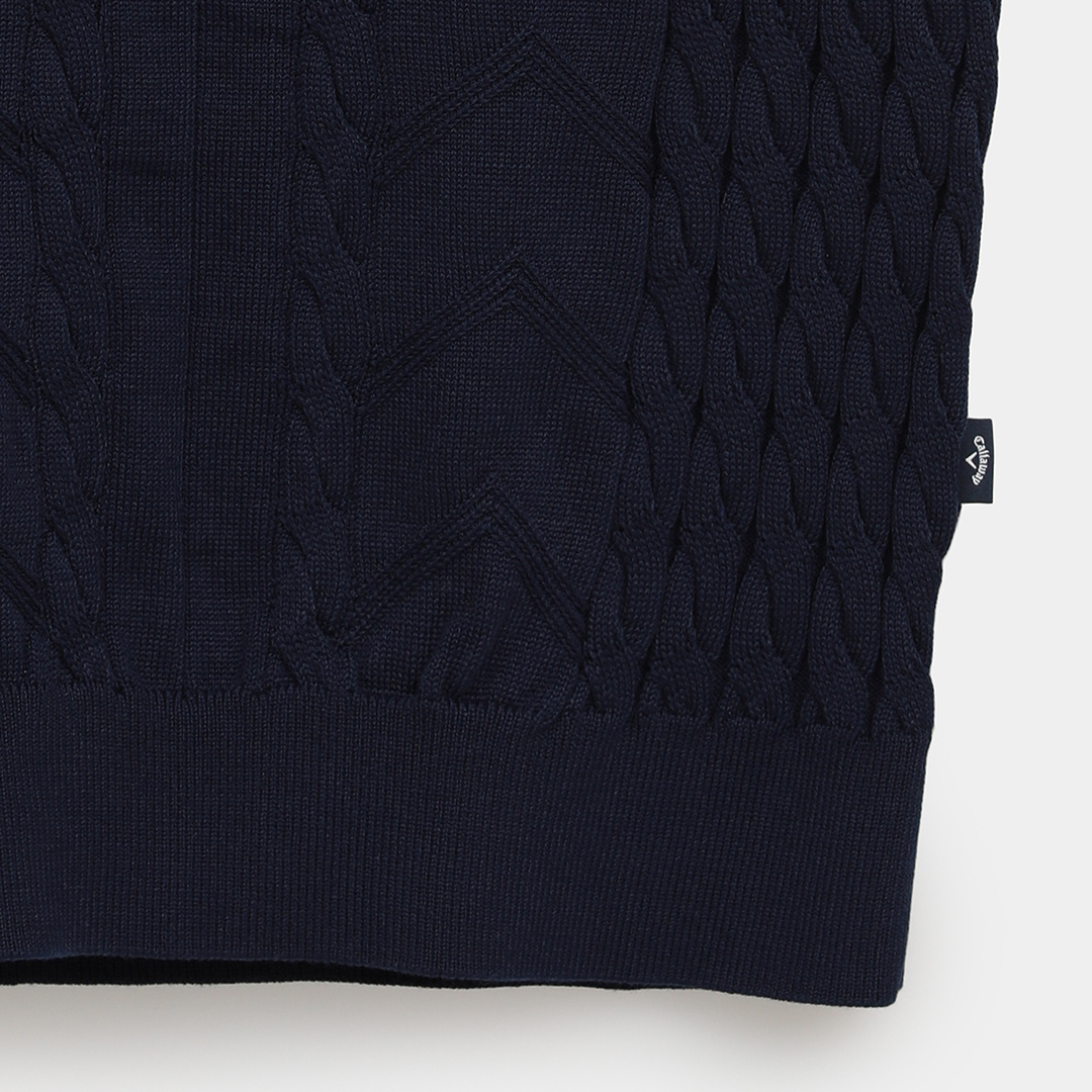 Vネックケーブルニットベスト (MENS)