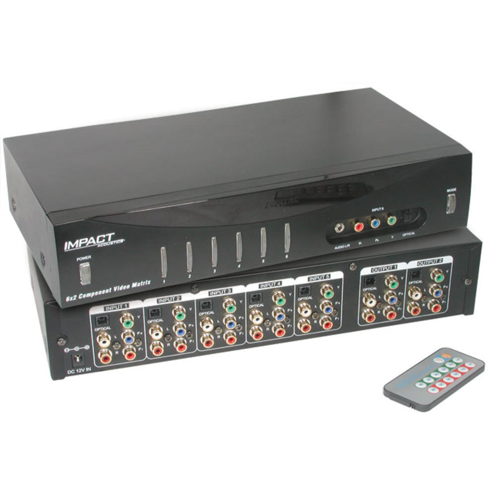 6x2 Component Video + Stereo Audio + TOSLINK® Digital Audio Matrix