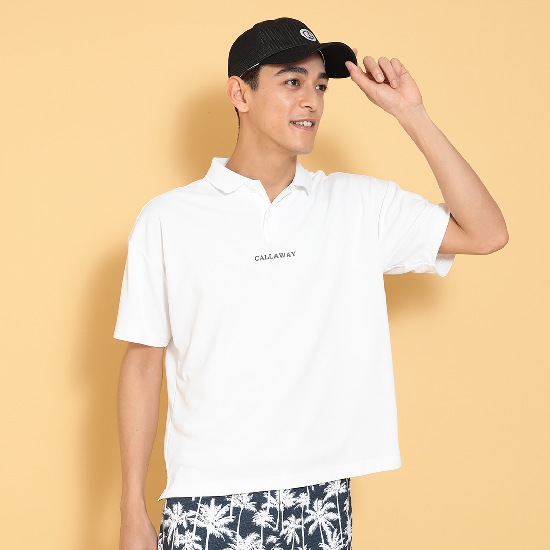 ポリエステルピケオーバーサイズ半袖ポロシャツ (MENS)