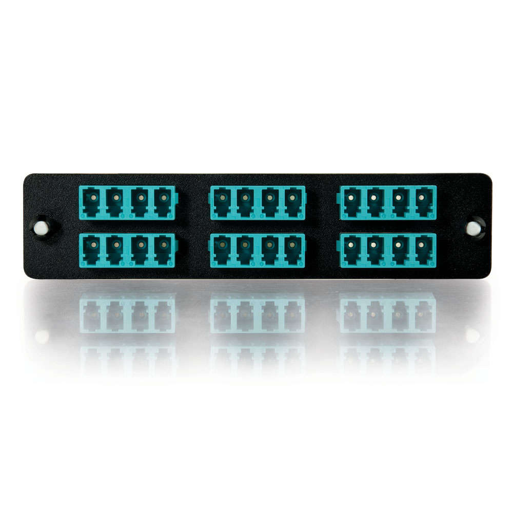 24-Strand, LC Quad, PB Insert, Multimode, Aqua Adapter Panel