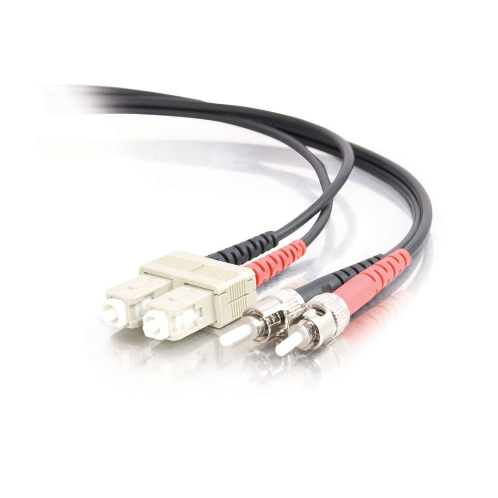 SC-ST 50/125 OM2 Duplex Multimode PVC Fiber Optic Cable - Black