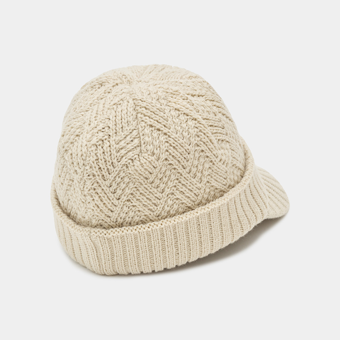 ダイヤ柄ツバ付きニット (MENS)
