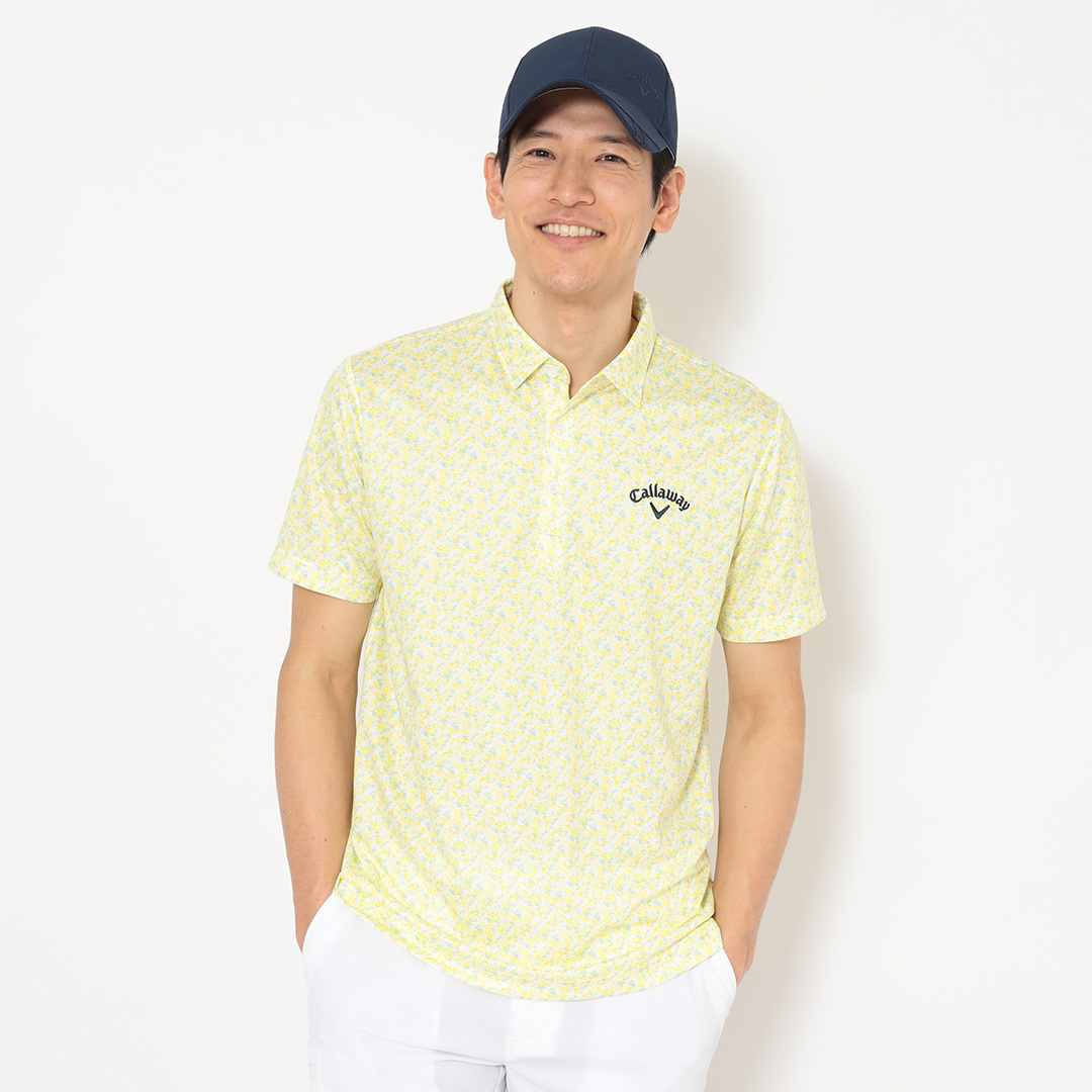 ハニカムメッシュ小花柄半袖シャツ (MENS)