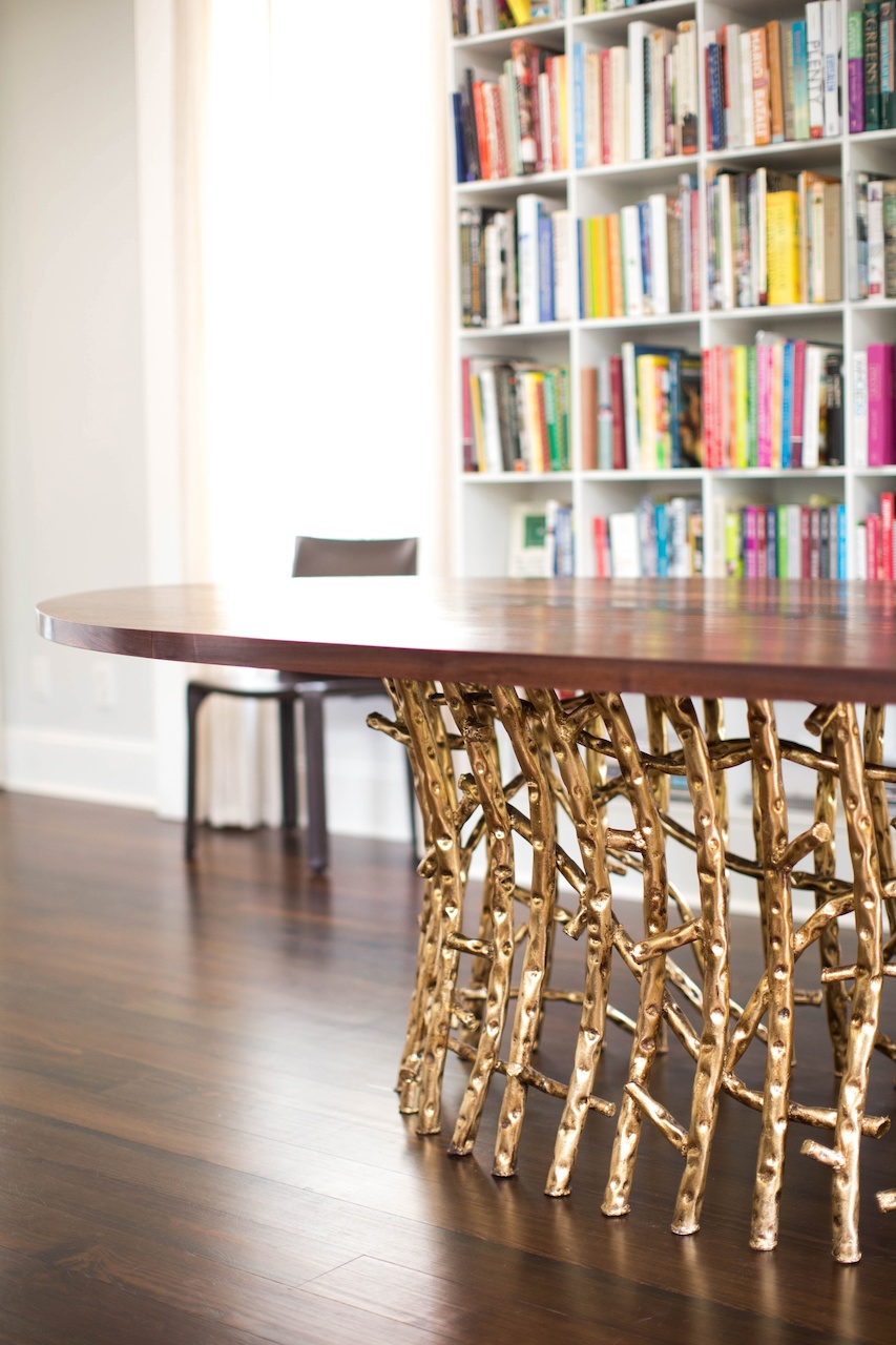 Inspired by her work at the Penland School of Crafts in North Carolina, Rachel designed this dramatic table for her client's kitchen. Inspired by her work at the Penland School of Crafts in North Carolina, Rachel designed this table for her client's kitchen.