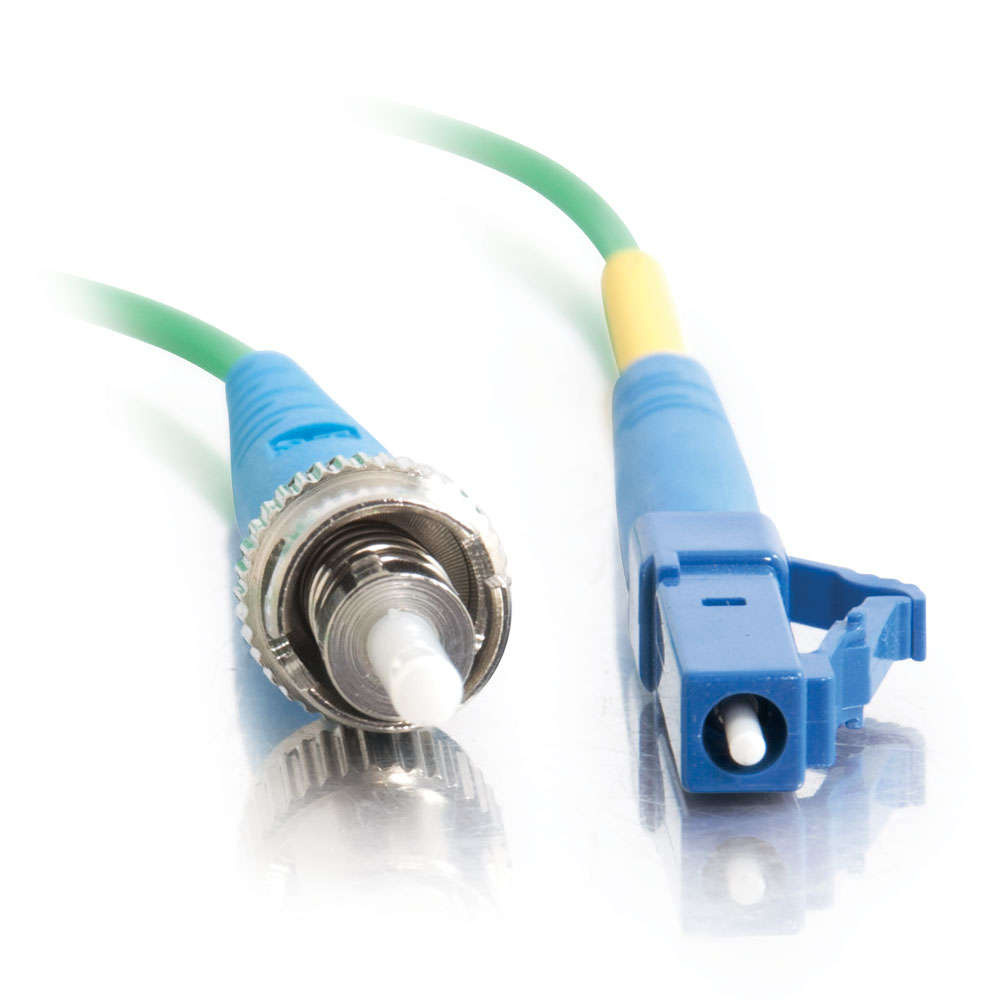 LC-ST 9/125 OS2 Simplex Single-Mode PVC Fiber Optic Cable - Green
