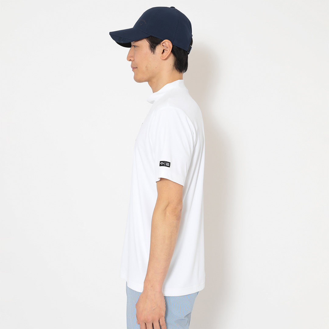 ポリエステルスムース半袖モックネックシャツ (MENS)