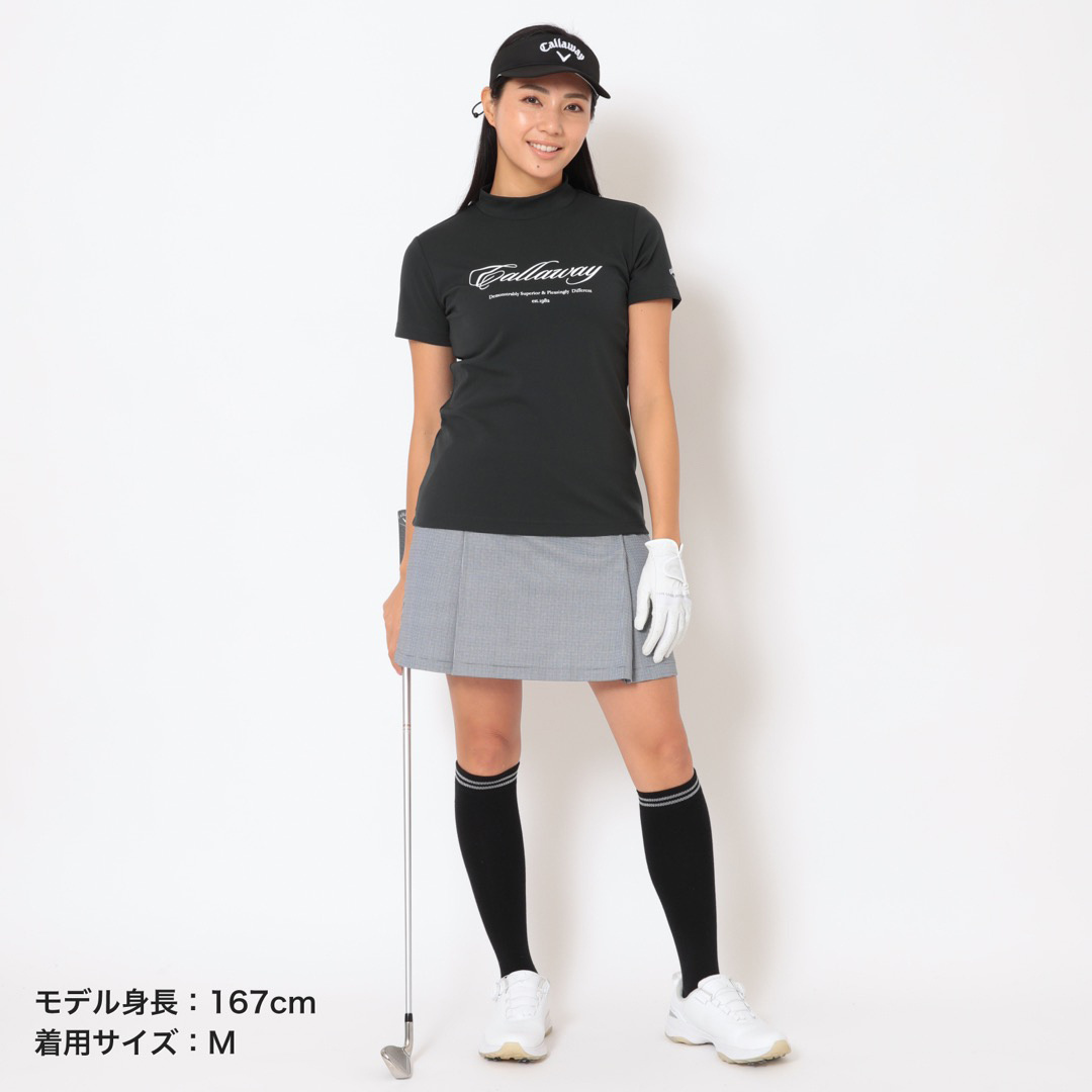 ポリエステルスムース半袖モックネックシャツ (WOMENS)