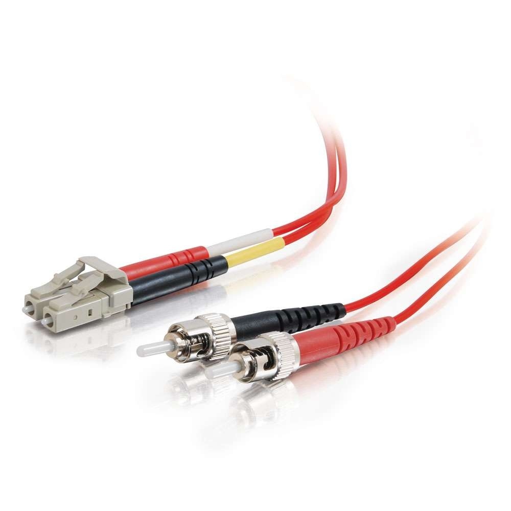 LC-ST 50/125 OM2 Duplex Multimode PVC Fiber Optic Cable - Red
