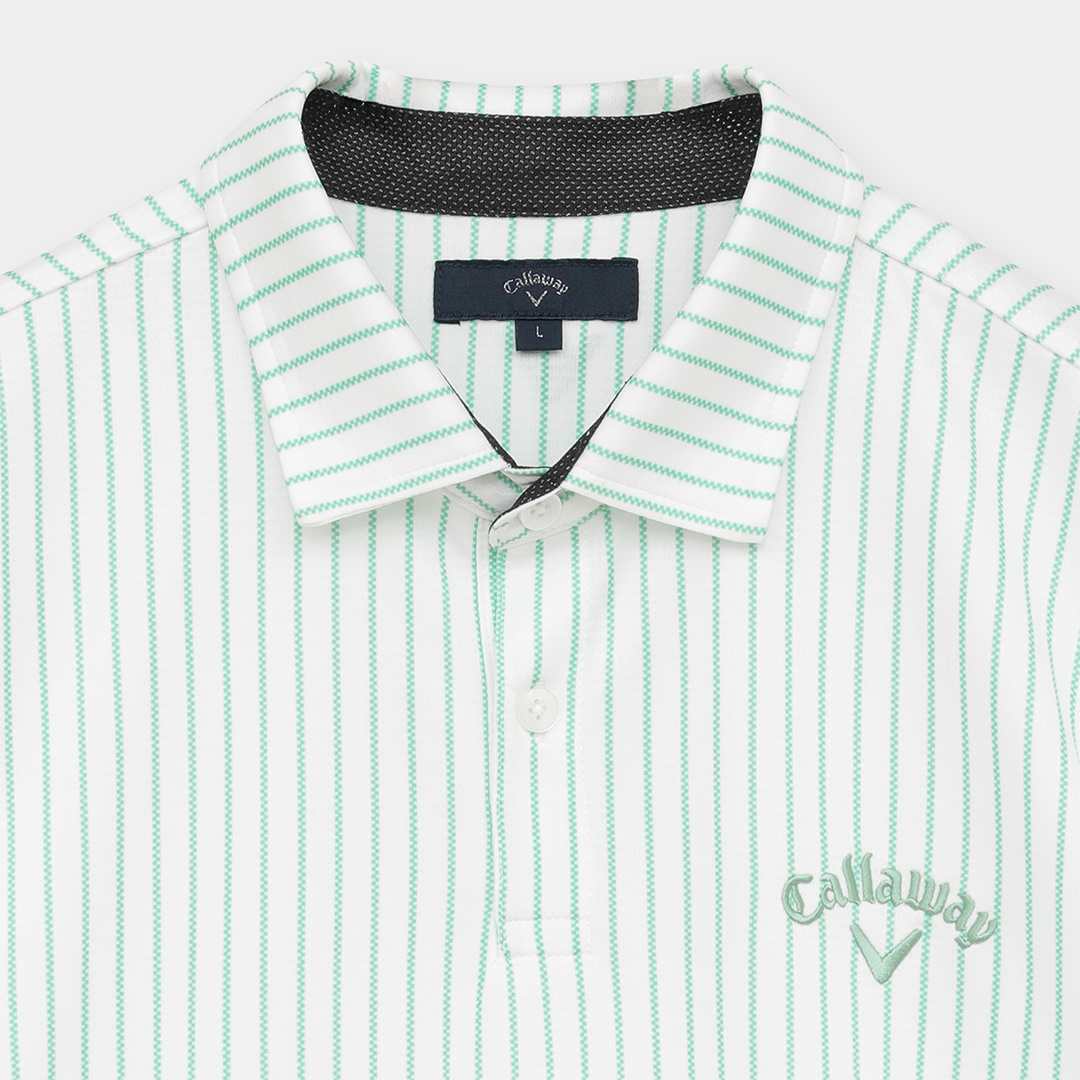 ハニカムメッシュストライプ半袖シャツ (MENS)