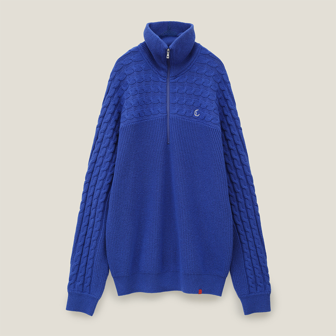 ケーブルハーフジップニット (MENS)