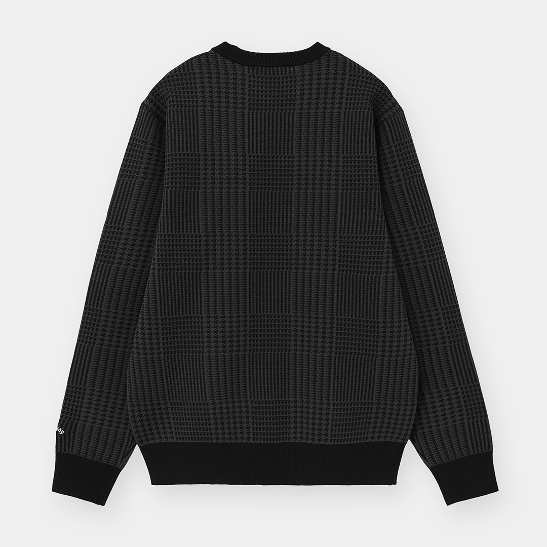 チェック柄ジャガードポリエステルニット (MENS)