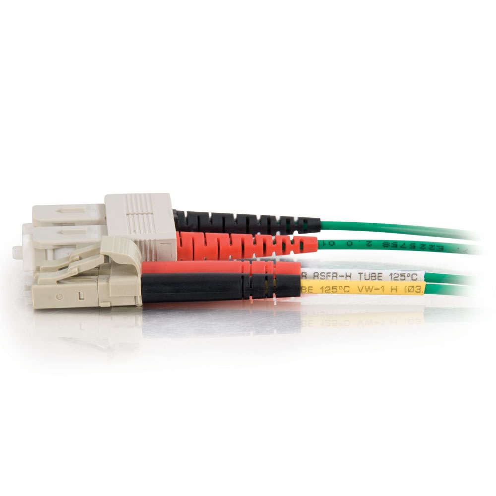LC-SC 50/125 OM2 Duplex Multimode Fiber Optic Cable - Plenum CMP-Rated - Green